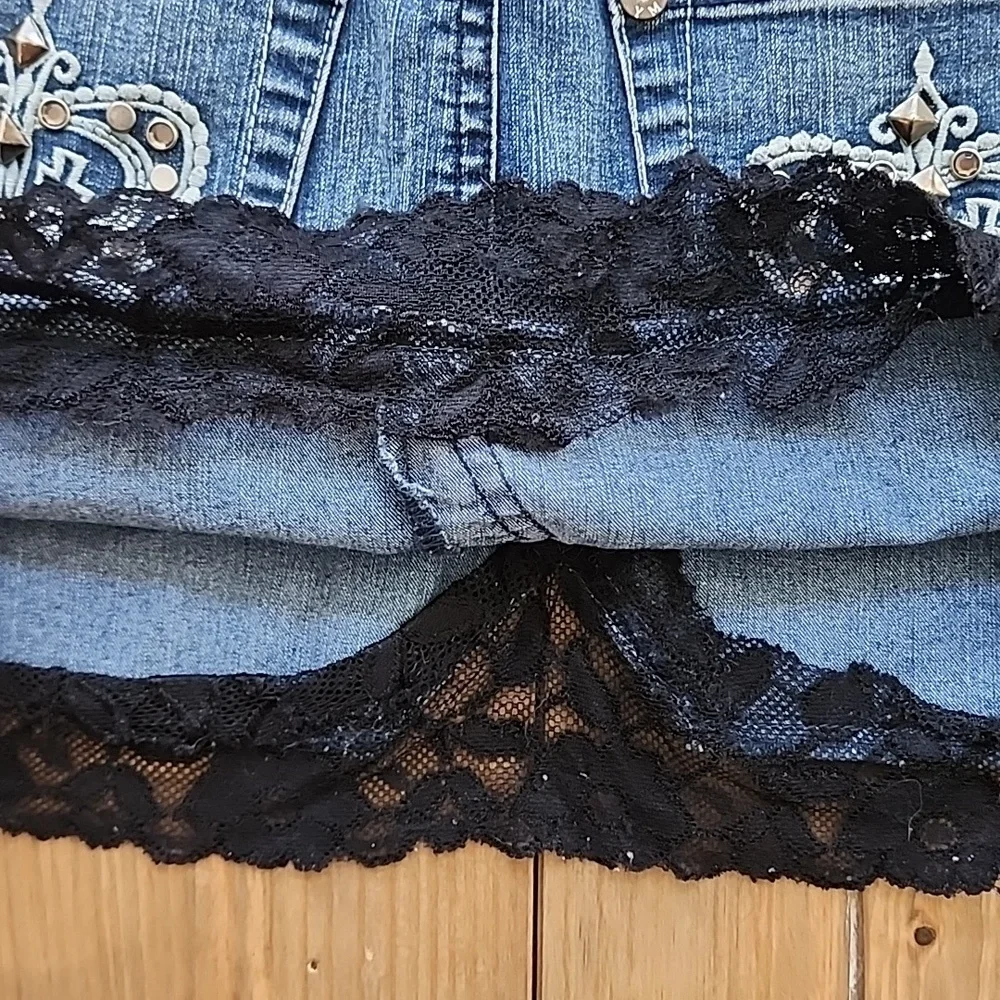 Vintage Y2K YMI Denim Shorts with Lace Detailing